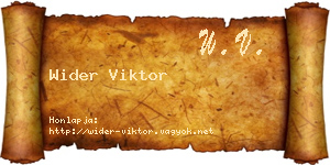 Wider Viktor névjegykártya
